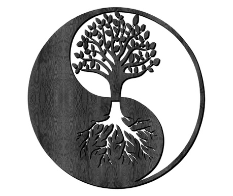Zidni ukras, Lovie Yin-Yang s Drvetom života, krug, 60x60cm, crna