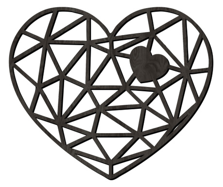 Zidna dekoracija, geometrija Lovie Heart, 60x50cm, crna