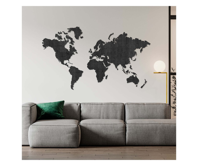 Карта на света за стена Lovie Exclusive, 150x90cm, Черен