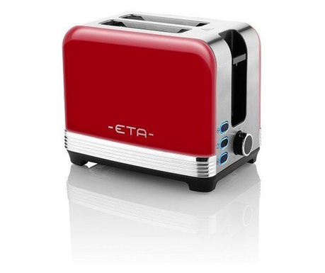 Eta 916690030 Ретро тостер, 2 филийки, 7 степени на печене, 930W, червен