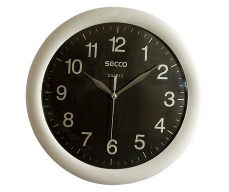 Ceas de perete, Secco, 28 cm, Negru/Argintiu