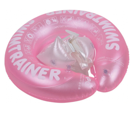 Colac gonflabil Swimtrainer, cu bretele si centura de siguranta, 6 camere de aer, roz