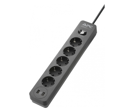 APC SurgeArrest Essential PME5U2B-GR 5x Überspannungsschutz + 2x USB mit Ladefunktion