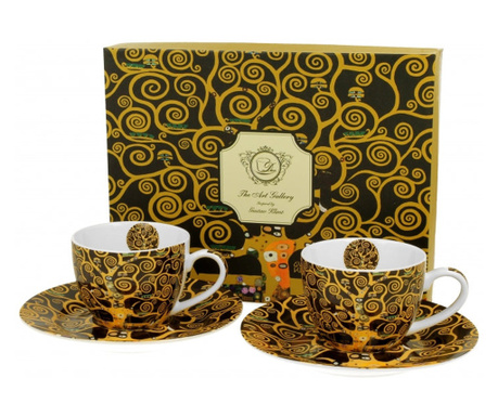 Klimt porcelán kávés csésze aljjal két személyes 110 ml Életfa