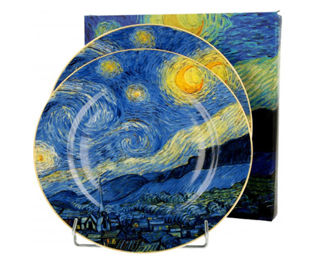 Van Gogh porcelán desszertes tányér 2 db szett Csillagos Éj