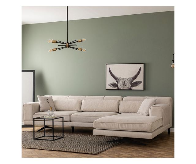 Диван Ивон ляв ъгъл 071-001186 цвят бежов-черен