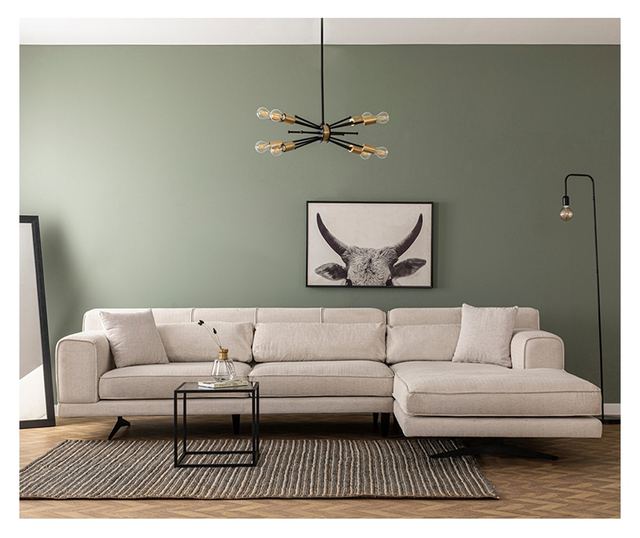 Диван Ивон ляв ъгъл 071-001186 цвят бежов-черен