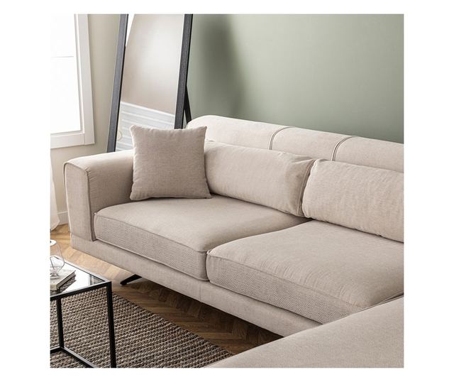 Диван Ивон ляв ъгъл 071-001186 цвят бежов-черен