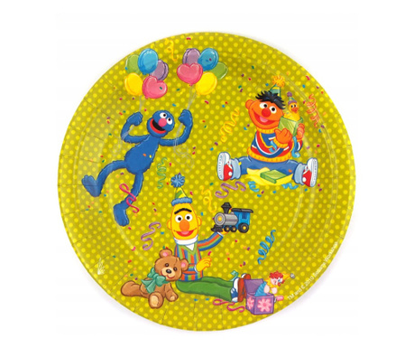 Set 10 farfurii de carton pentru petrecere copii, diametru 18 cm - Sesame Street