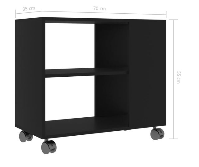 Πλευρικό τραπέζι, μαύρο, 70x35x55 εκ., σύνθετο ξύλο