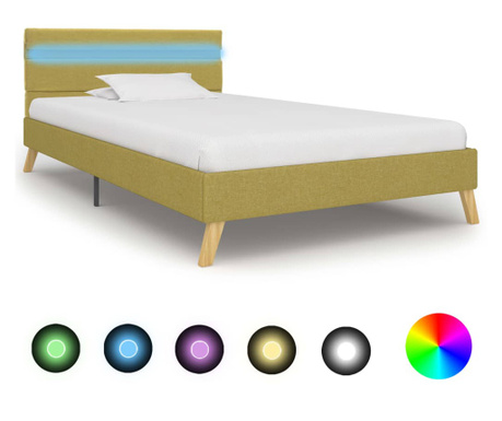 LED рамка за легло, зелена, 90 х 200 см, плат