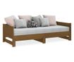 Pat extensibil de zi, maro miere, 2x(90x190) cm, lemn masiv pin