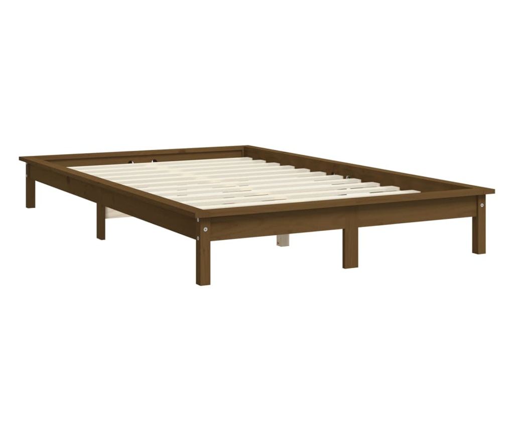 Dvojni okvir postelje 4FT6, medena rjava, 135x190 cm, masivno leseno - 4