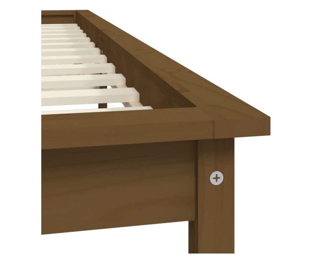 Dvojni okvir postelje 4FT6, medena rjava, 135x190 cm, masivno leseno - 7