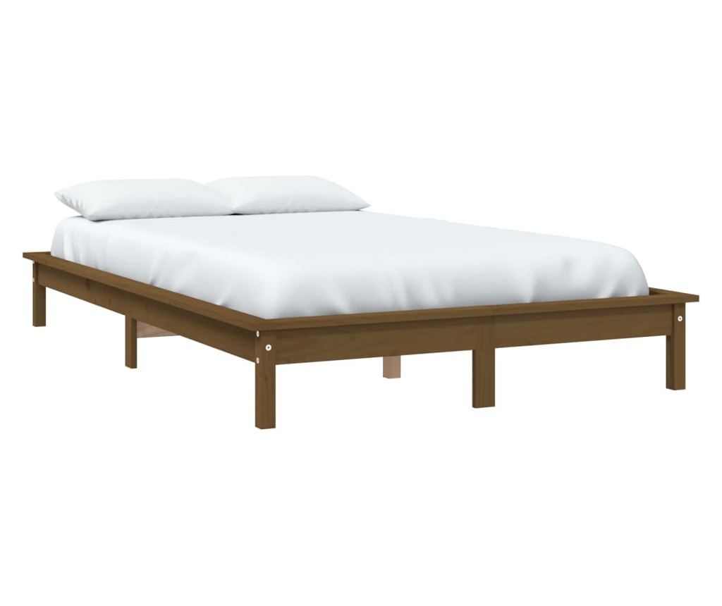 Dvojni okvir postelje 4FT6, medena rjava, 135x190 cm, masivno leseno - 3