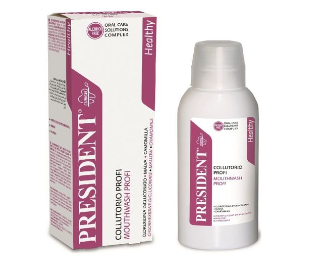 Ústní voda President Profi Antibacterial s chlorhexidinem 0,2%, antibakteriální účinek 200 ml