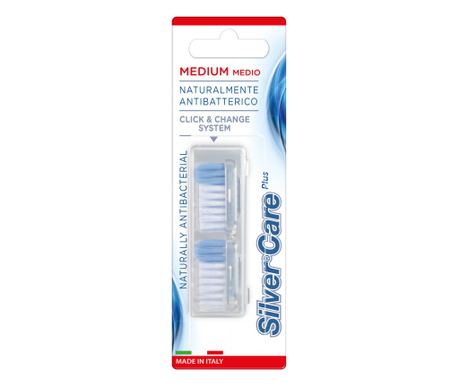 Set 2 rezervnih srednje trdih zamenljivih glav za zobno ščetko Silver Care