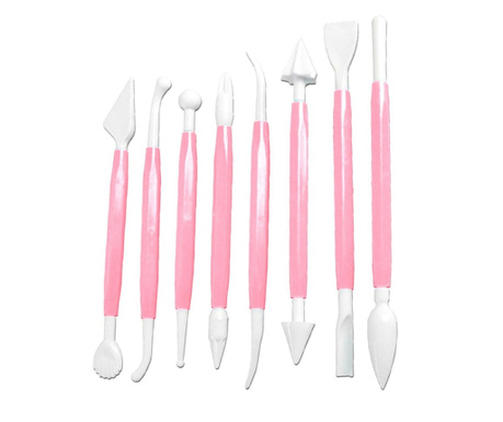 Set 8 spatule pentru decorarea prajiturilor, Gonga® Roz