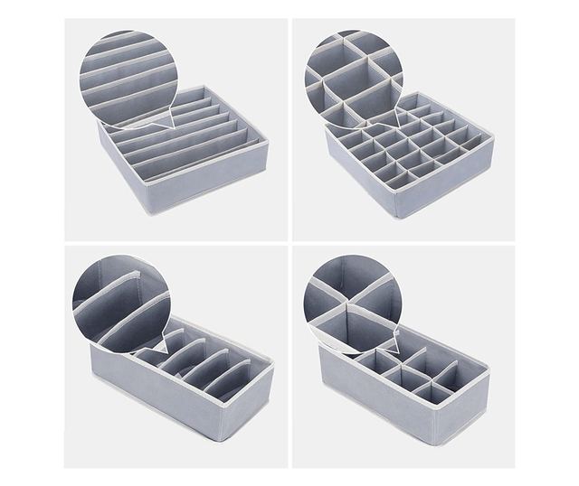 Set Organizator de sertar, 4 piese, Gonga® Gri