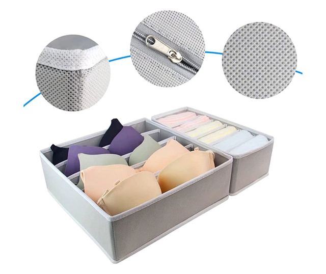 Set Organizator de sertar, 4 piese, Gonga® Gri