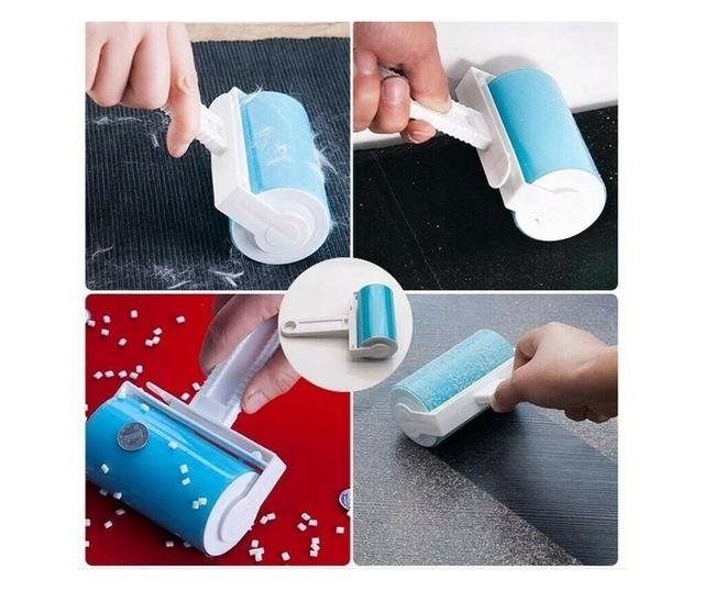 Perie tip rola cu gel pentru curatat haine, Gonga® Albastru