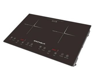 Двоен индукционен котлон Grunhelm GI-2021, 3200W, Керамична плоча, 10 нива, Таймер, LED екран, Черен