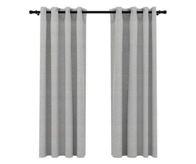 Neprozirne zavjese od imitacije lana s ušicama, 2 kom, sive, 140x175 cm
