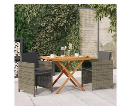 Set vrtne garniture s jastucima, 3 komada, siva