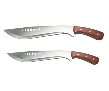 Két vadászmachetéből álló készlet IdeallStore®, Safari kora, rozsdamentes acél, barna