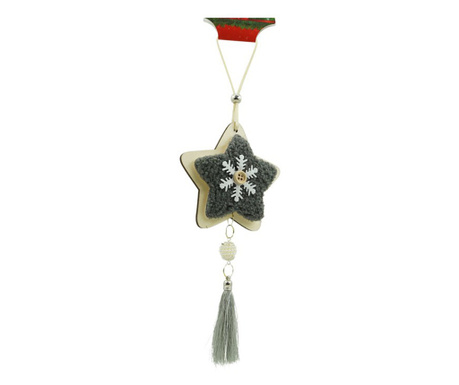 Ornament de brad stea, Flippy, negru, lemn/textil, 25 cm