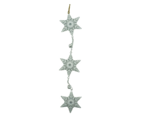 Ornament de brad trei fulgi de nea, Flippy, alb, metal, 30 cm