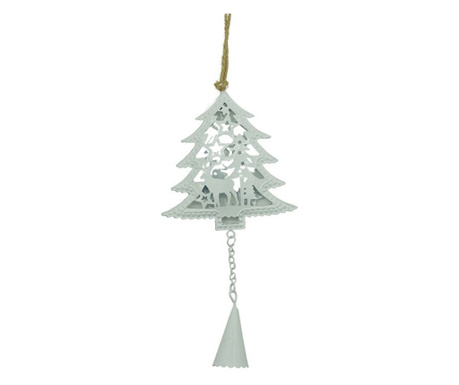 Ornament de brad pom de craciun, Flippy, alb, metal, 20 cm