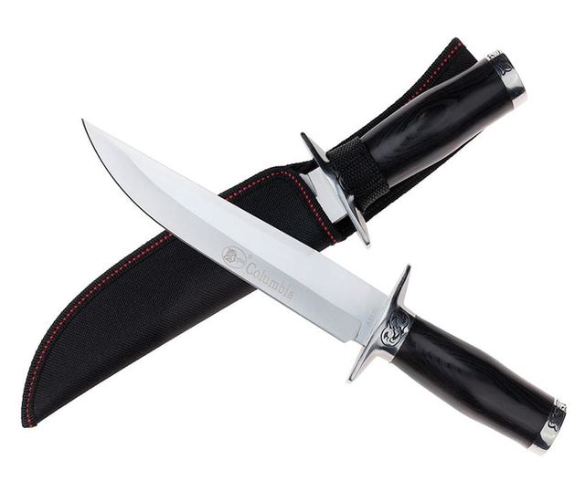 Колумбийски® ловен нож, Правдиво острие, 32,5 см, черен, включена обвивка