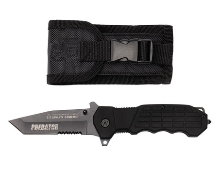 Ловен нож IdeallStore, Predator Blade, неръждаема стомана, 22.5 см, черен, с включена обвивка
