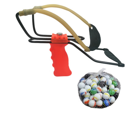 Professzionális csúzli és labda készlet IdeallStore, Sling Master, műanyag, 20 cm, narancssárga