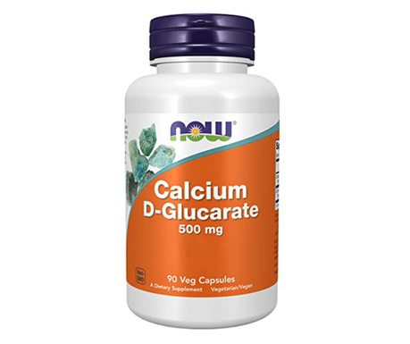 Now Foods Calciu D-Glucarat, 500 mg, doza mare, 90 capsule vegane, testat in laborator, fara gluten, fara soia, vegetarian, fara