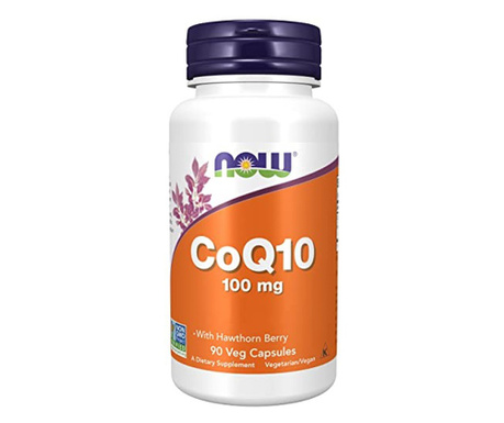 Supliment Alimentar Now Foods, CoQ10 (Coenzima Q10), 100 mg, cu paducel, 90 de tablete vegane, testat in laborator, fara gluten,