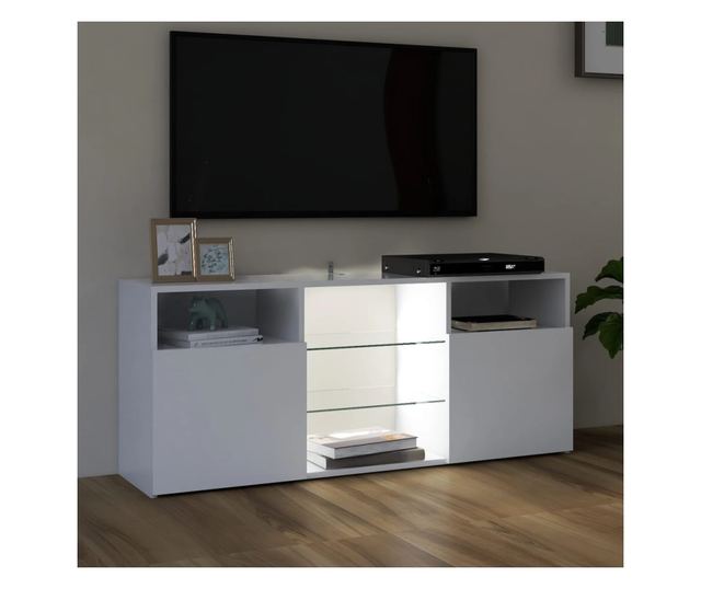 TV komoda s LED svjetlima, bijela ekstra sjajna, 120x30x50 cm