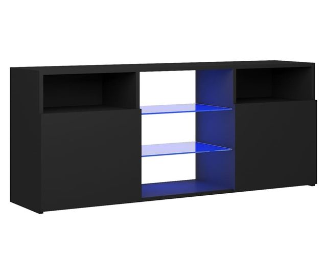 TV komoda s LED svjetlima, crna, 120x30x50 cm
