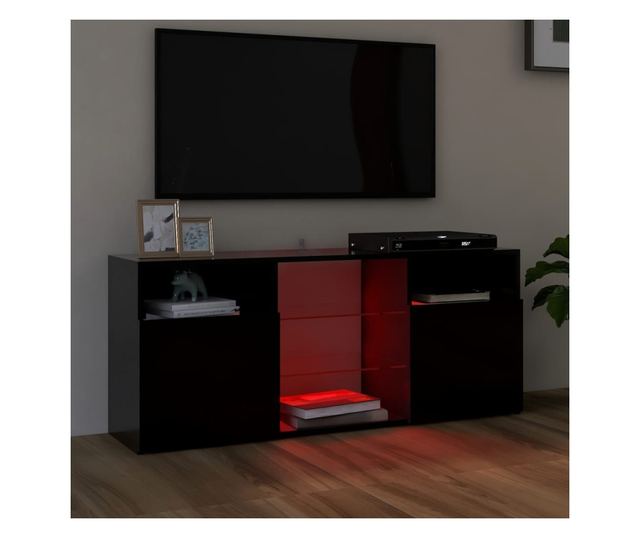 TV komoda s LED svjetlima, crna, 120x30x50 cm