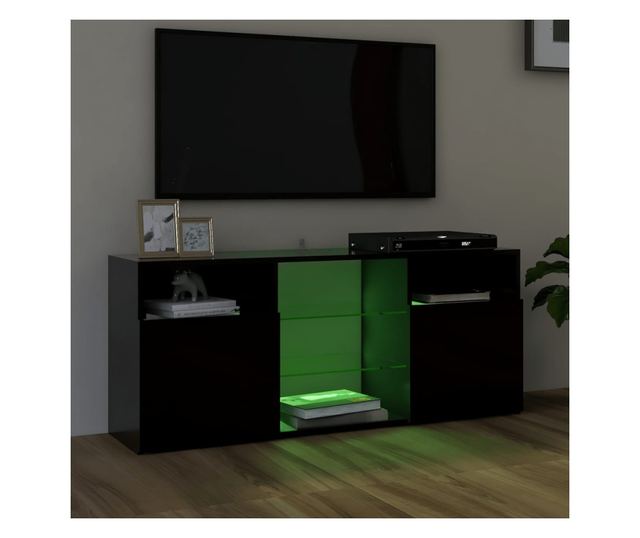 TV komoda s LED svjetlima, crna, 120x30x50 cm