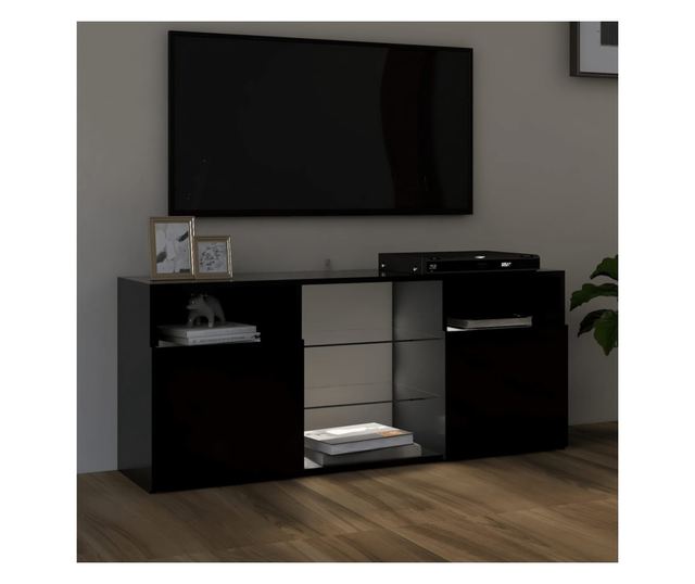 TV komoda s LED svjetlima, crna, 120x30x50 cm