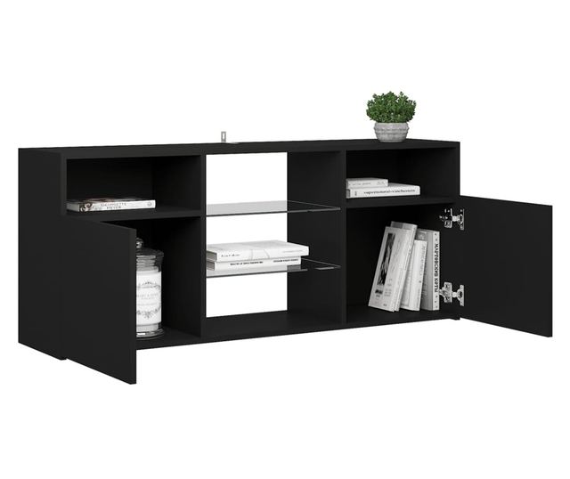 TV komoda s LED svjetlima, crna, 120x30x50 cm