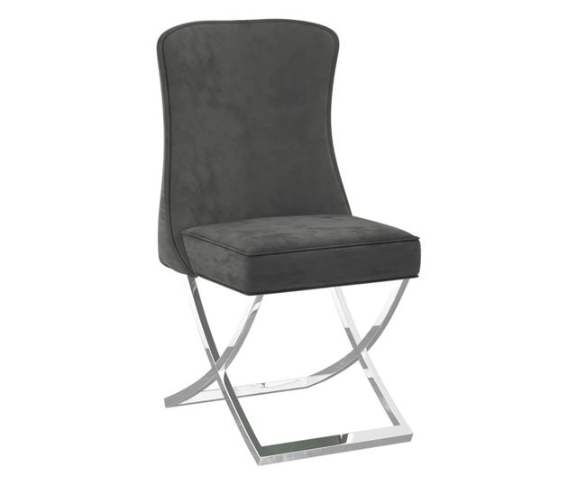 Stolica za blagovaonicu, siva, 53x52x98 cm, baršun i nehrđajući čelik