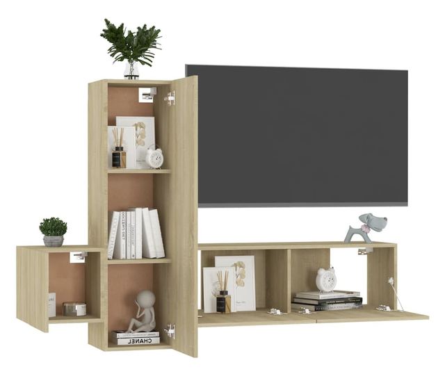 Set TV ormara, 3 dijela, sonoma hrast, iverica