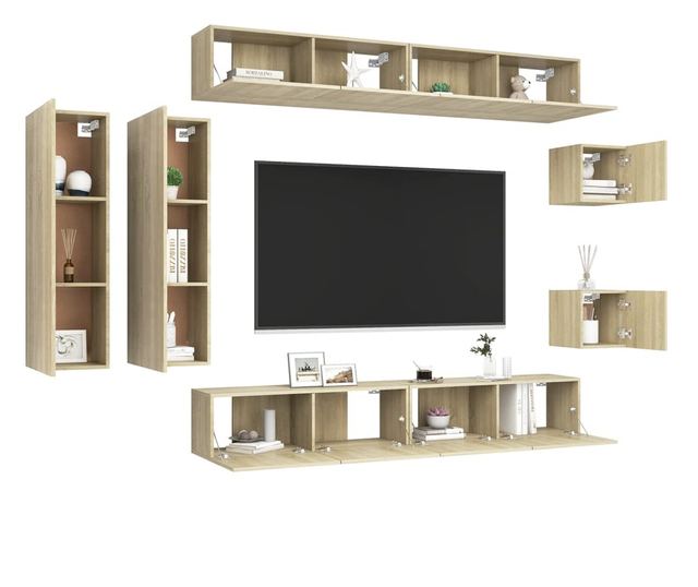 Set TV ormara, 8 komada, sonoma hrast, MDF