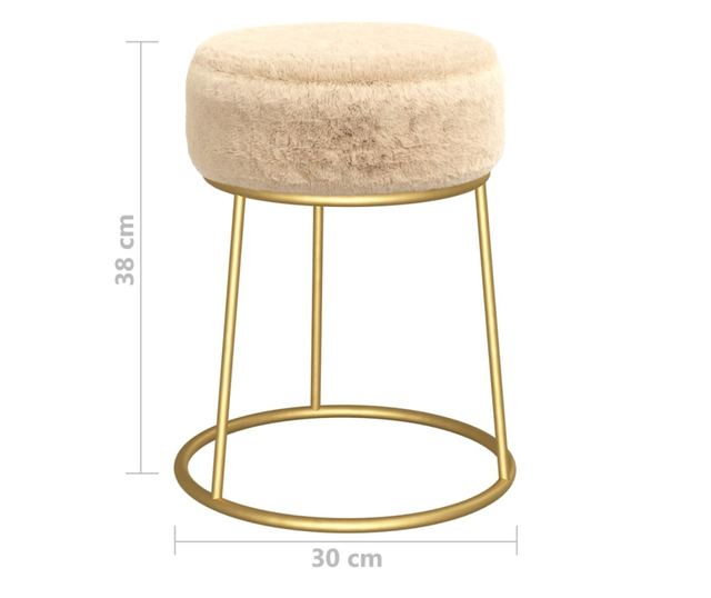 Tabureti okrugli, krem, pliš