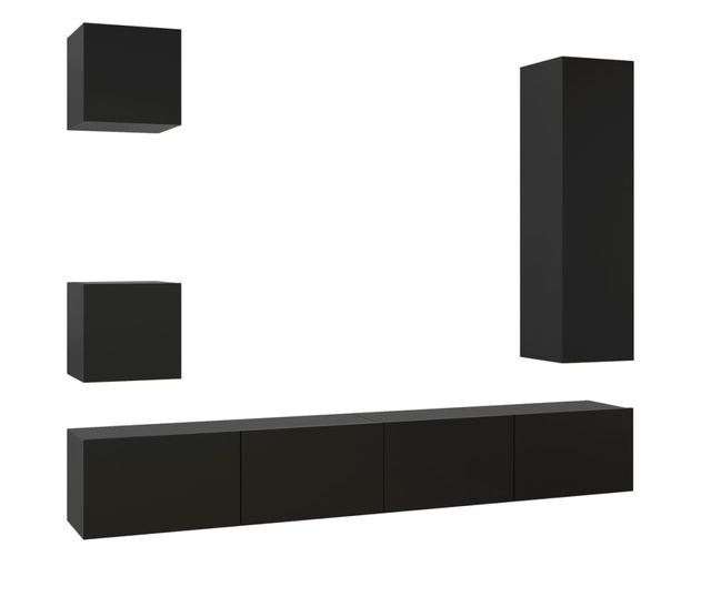 Set TV ormarića, 5 komada, crna, iverica