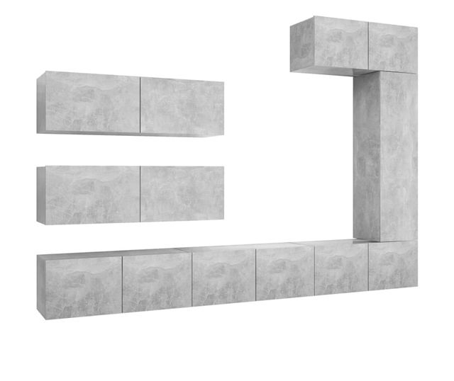 Set TV ormara, 7 dijelova, sivi beton, iverica