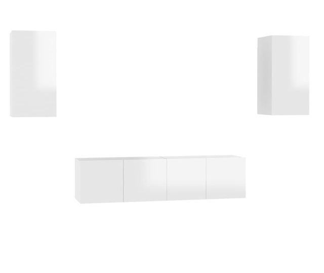 Set TV ormarića, 4 dijela, bijeli ekstra sjaj, PAL